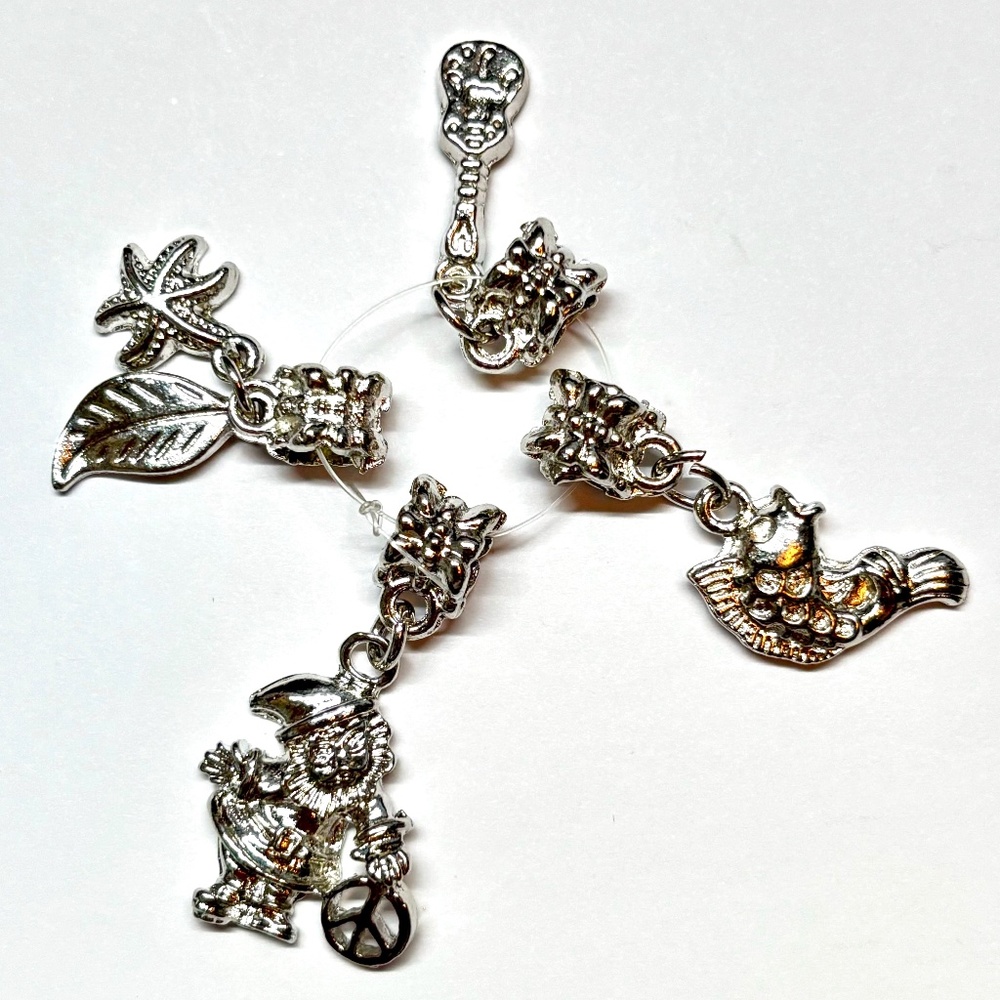 As Low As $2 Bright Silver European Style Charms Santa Guitar Fish Starfish 4/PK
